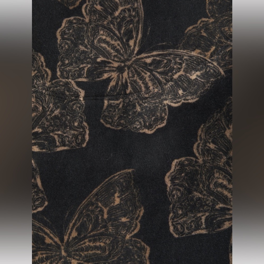 Johnny Was Zuri Modern Velour Sweatpants Black & Butterflies Size Medium NWT - Picture 12 of 14